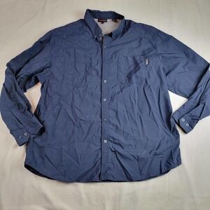Wolverine Mens Long Sleeve Button Shirt Navy Vented Fishing Outdoors Shirt XXL